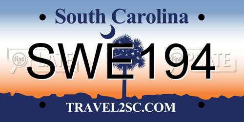 SWE194 South Carolina License Plate