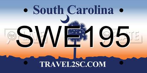 SWE195 South Carolina License Plate
