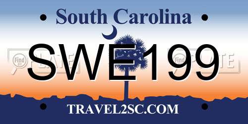 SWE199 South Carolina License Plate
