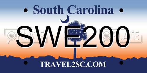 SWE200 South Carolina License Plate
