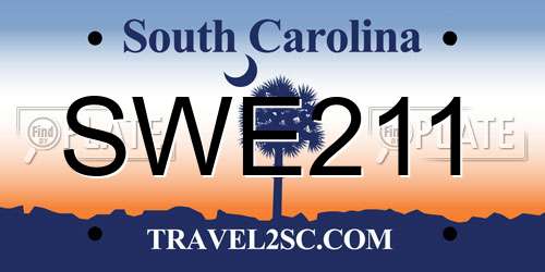 SWE211 South Carolina License Plate