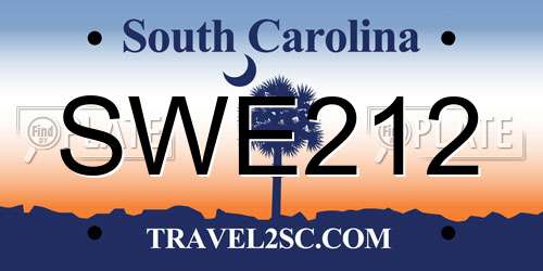 SWE212 South Carolina License Plate