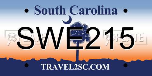 SWE215 South Carolina License Plate
