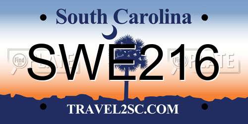 SWE216 South Carolina License Plate