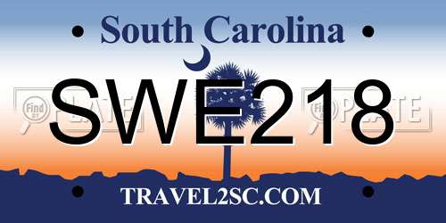 SWE218 South Carolina License Plate