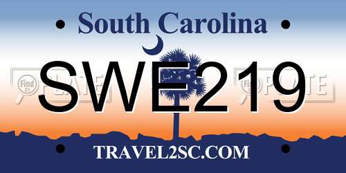 SWE219 South Carolina License Plate