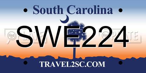 SWE224 South Carolina License Plate