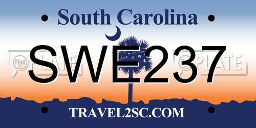 SWE237 South Carolina License Plate