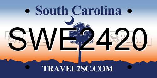 SWE2420 South Carolina License Plate