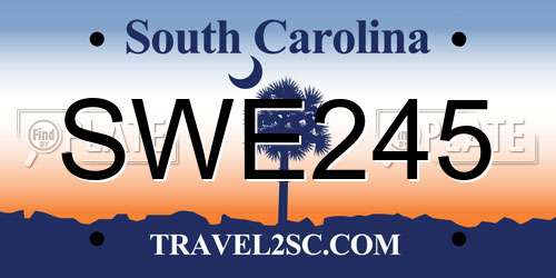 SWE245 South Carolina License Plate