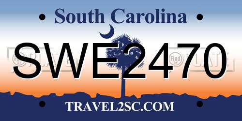 SWE2470 South Carolina License Plate