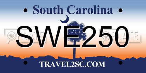 SWE250 South Carolina License Plate