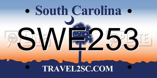 SWE253 South Carolina License Plate