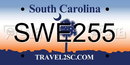 SWE255 South Carolina License Plate