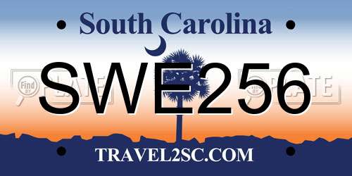 SWE256 South Carolina License Plate