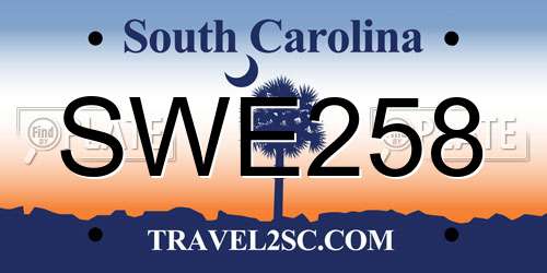 SWE258 South Carolina License Plate