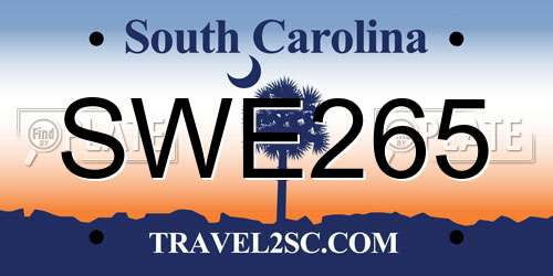 SWE265 South Carolina License Plate
