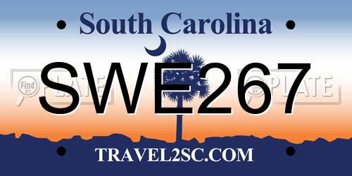 SWE267 South Carolina License Plate