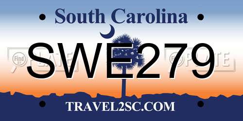 SWE279 South Carolina License Plate