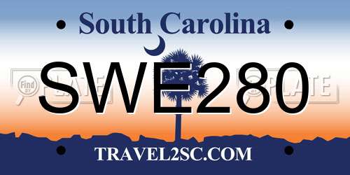 SWE280 South Carolina License Plate