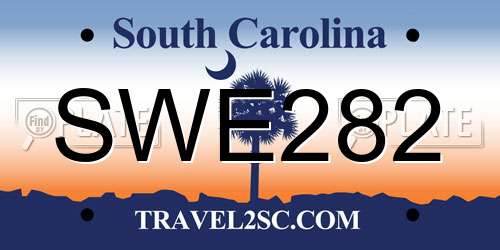 SWE282 South Carolina License Plate