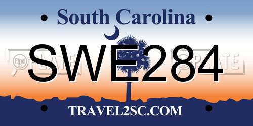 SWE284 South Carolina License Plate