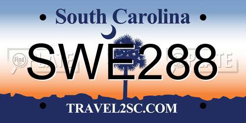 SWE288 South Carolina License Plate