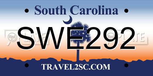 SWE292 South Carolina License Plate