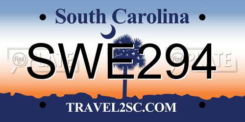 SWE294 South Carolina License Plate
