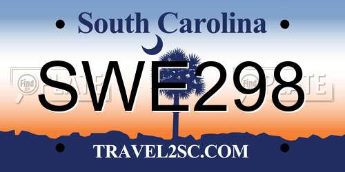 SWE298 South Carolina License Plate