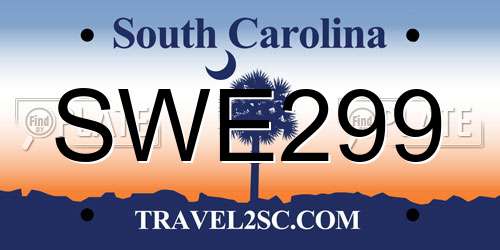 SWE299 South Carolina License Plate