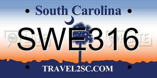 SWE316 South Carolina License Plate