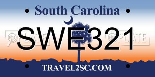 SWE321 South Carolina License Plate