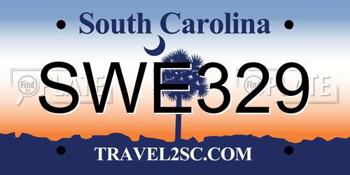 SWE329 South Carolina License Plate