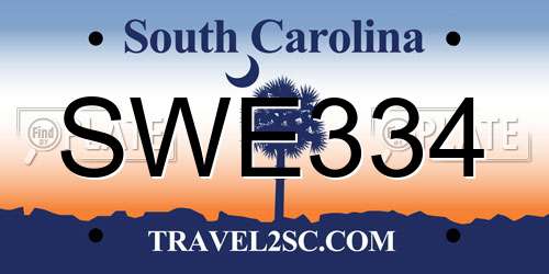 SWE334 South Carolina License Plate