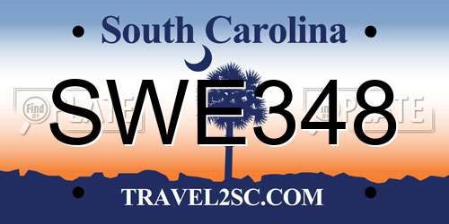 SWE348 South Carolina License Plate