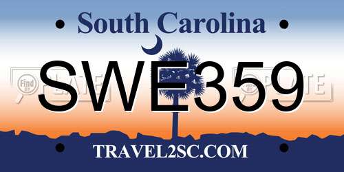 SWE359 South Carolina License Plate