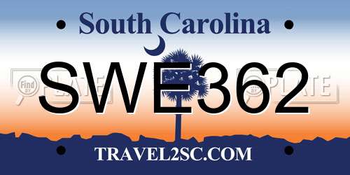 SWE362 South Carolina License Plate