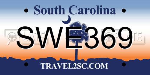 SWE369 South Carolina License Plate