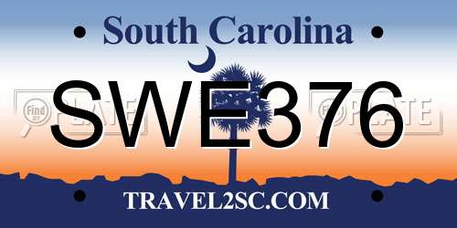 SWE376 South Carolina License Plate