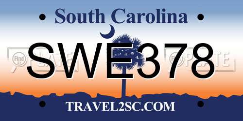 SWE378 South Carolina License Plate