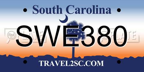 SWE380 South Carolina License Plate