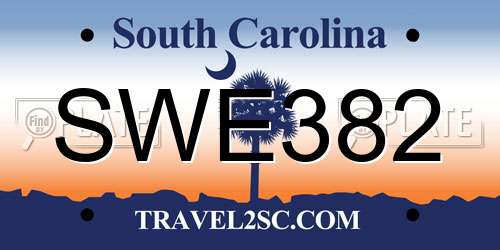 SWE382 South Carolina License Plate