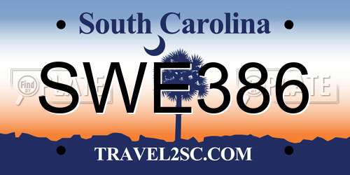 SWE386 South Carolina License Plate