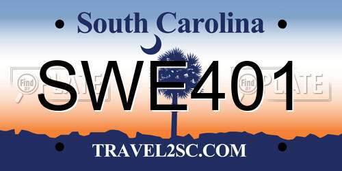 SWE401 South Carolina License Plate