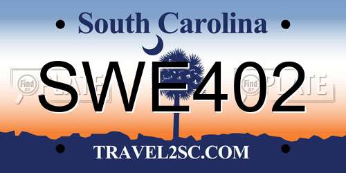 SWE402 South Carolina License Plate