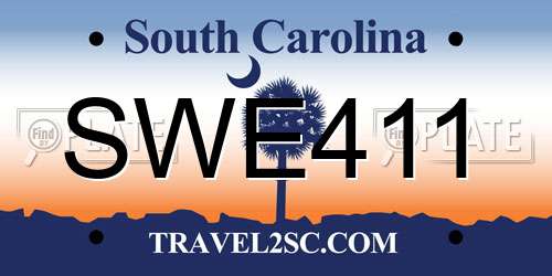 SWE411 South Carolina License Plate