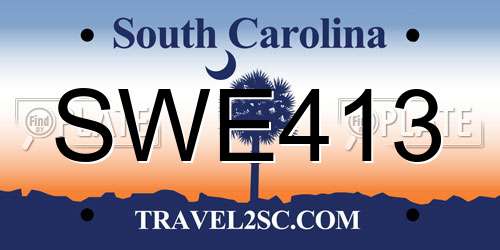 SWE413 South Carolina License Plate