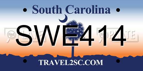 SWE414 South Carolina License Plate