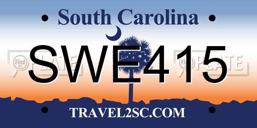 SWE415 South Carolina License Plate